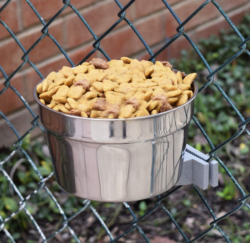 LixitÂ® Stainless Steel Kennel Food or Water Bowl - Non Spill Hanging Removable Crate Bowls - Carrier Cage Dish for Dogs or Cats for Feeding and Drinking (Stainless Steel, 10 Ounce) - Image 4